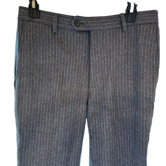 Land’s End Tollegno 3D Wool Tailored Fit Grey Striped Pants. Size 10. - Picture 7 of 13